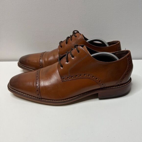 Florsheim Oxford Derby Dress Shoes Mens Size 9 Brown Leather Cap Toe - Picture 4 of 9
